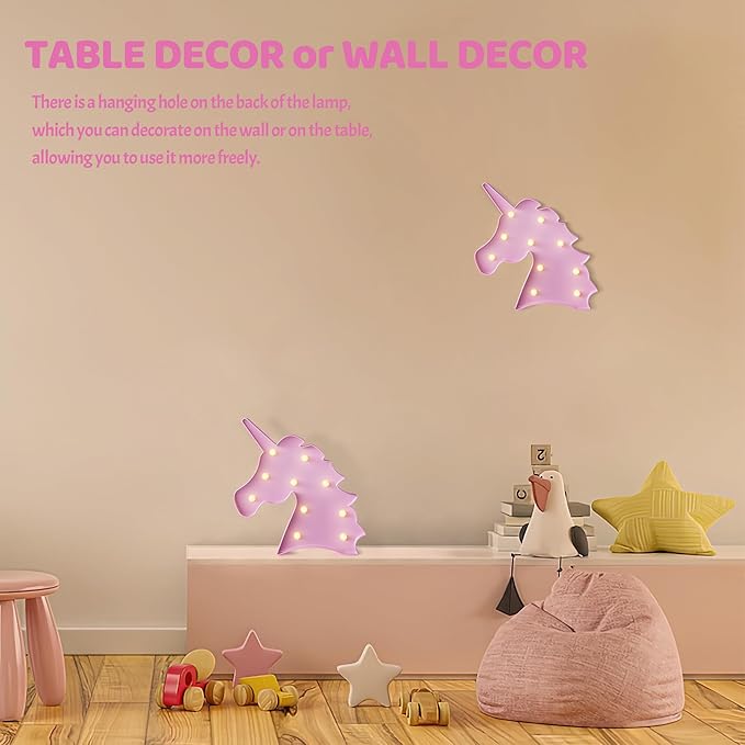 Pink Unicorn Decor, Battery Powered Unicorn Night Light for Kids, Unicorn Party Decorations, Unicorn Birthday Decorations for Girls, Pink Room Decor, Pink Decor, Pink Wall Decor - LeafyLoom
