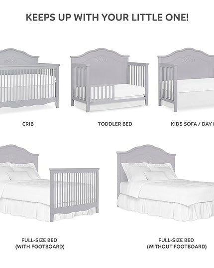 SweetPea Baby Rose 4-in-1 Convertible Crib in Silver Shimmer, Baby Crib with Spindles, Greenguard Gold Certified, Easy Assembly, Sustainable New Zealand Pinewood - LeafyLoom