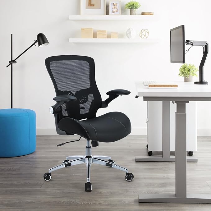 Office Chair Ergonomic Desk Chair-400lbs Big and Tall Heavy Duty, Wide & Soft 3D Modeling Foam Cushion Home Office Desk Chair with Adjustable Seat Height, Executive Computer Task Chair - LeafyLoom
