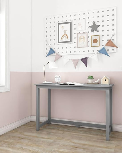 Max & Lily Solid Wood Desk, 47 Inches, Grey - LeafyLoom