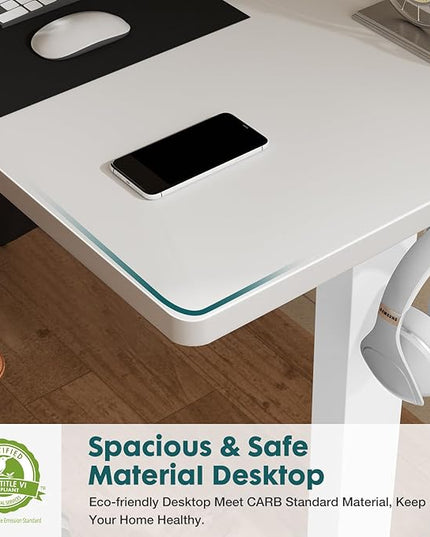 SMUG Electric Standing Desk, 55 x 24 Inch Ergonomic Adjustable Desk Stand with Memory Preset, Modern Style, Suitable for Office, Drafting, Writing, Gaming, White - LeafyLoom