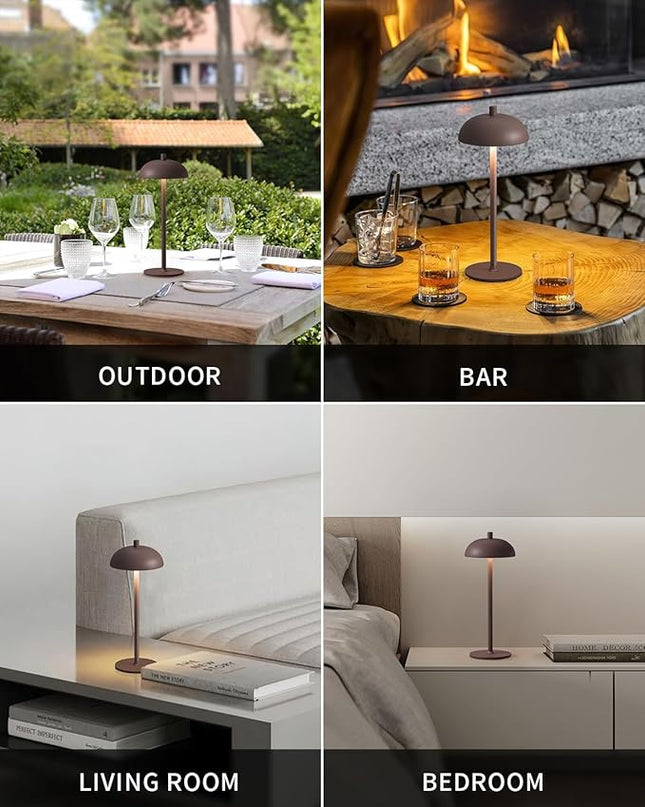 Cordless LED Table Lamp Set of 2, Modern Portable Desk Lamp, 3 Color Stepless Dimming Built-in Rechargeable Battery Lights, for Bedroom, Patio, Outdoor, Restaurant, Bedside Night Lamp(Brown) - LeafyLoom