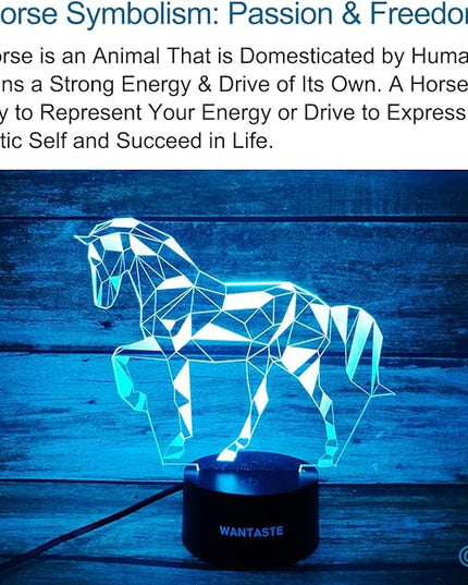 3D Horse Lamp, Optical Illusion Night Light for Room Decor & Nursery, Cool Birthday Gifts & 7 Color Changing Toys for Kids, Girls, Boys & Horse Lovers - LeafyLoom