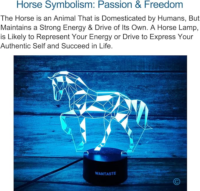 3D Horse Lamp, Optical Illusion Night Light for Room Decor & Nursery, Cool Birthday Gifts & 7 Color Changing Toys for Kids, Girls, Boys & Horse Lovers - LeafyLoom
