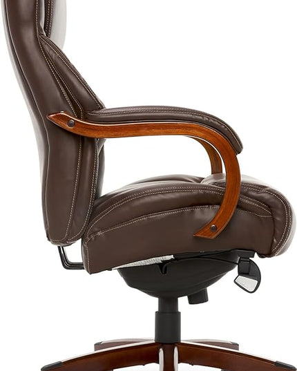 La-Z-Boy Delano Big & Tall Executive Office Chair, High Back Ergonomic Lumbar Support, Bonded Leather, Brown - LeafyLoom