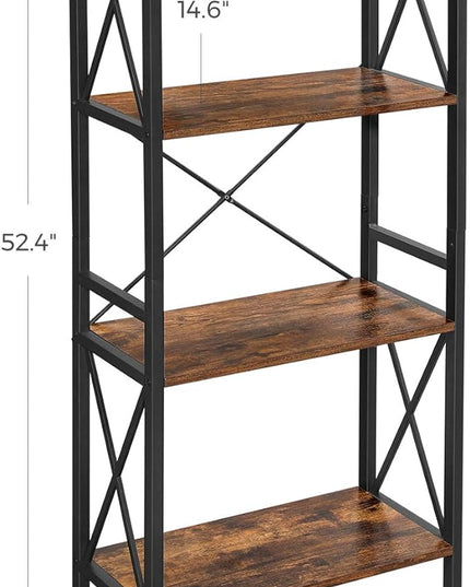VASAGLE DAINTREE Bookshelf, Kitchen Shelf, Free Standing Shelf, Ladder Rack with 4 Open Shelves, for Kitchen, Office, Stable Steel Frame - LeafyLoom