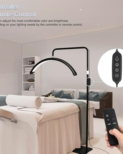 LED Half Moon Light Lash Lamp for Eyelash Extensions – Adjustable Brightness & Height & Warm to Cool temperature Lash Light with Phone Holder for Tattoo Artists, Nail Techs, Estheticians - LeafyLoom