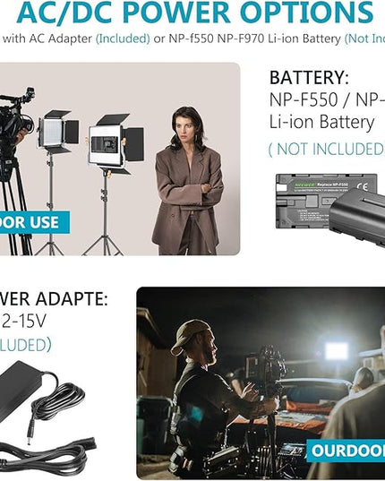 Neewer 2 Packs Advanced 2.4G 480 LED Video Light Photography Lighting Kit with Bag, Dimmable Bi-Color LED Panel with 2.4G Wireless Remote, LCD Screen and Light Stand for Portrait Product Photography Neewer