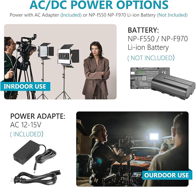 Neewer 2 Packs Advanced 2.4G 480 LED Video Light Photography Lighting Kit with Bag, Dimmable Bi-Color LED Panel with 2.4G Wireless Remote, LCD Screen and Light Stand for Portrait Product Photography Neewer