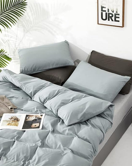 Dusty Blue Comforter Set Full Size Light Blue Comforter 3 Pieces Blue Color Full Comforter Bedding Set Women Solid Blue Full Bed Comforter Set All Season as Gift - LeafyLoom