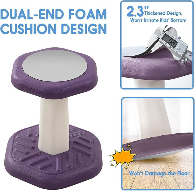 Wobble Chair for Kids, Wiggle Stool Flexible Seating Classroom, Improves Focus& Attention, Posture & ADHD Chair, Ages 3-8 - LeafyLoom