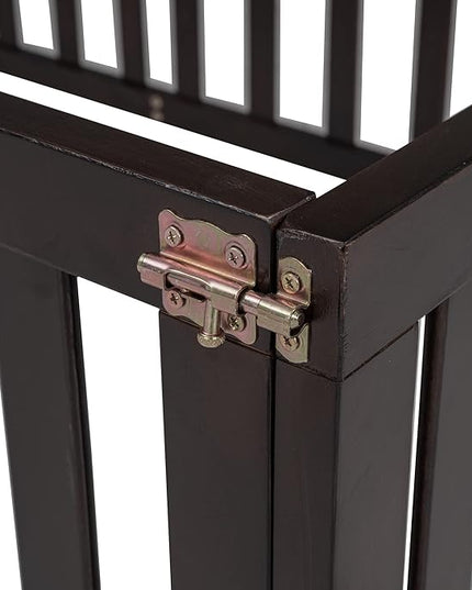 Multifunctional Twin Size Floor Bed with Safety Guardrails and Door, Montessori Sturdy Solid Wood Beds Frame, Easy Assembly and No Spring Need, for Boys and Girls Room, Walnut - LeafyLoom