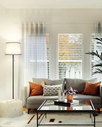 Floor Lamp for Living Room, Modern Standing Lamps with Linen Shade, Simple Design Pole Lamps Tall Floor Lamp for Bedroom, Bulb not Included - LeafyLoom