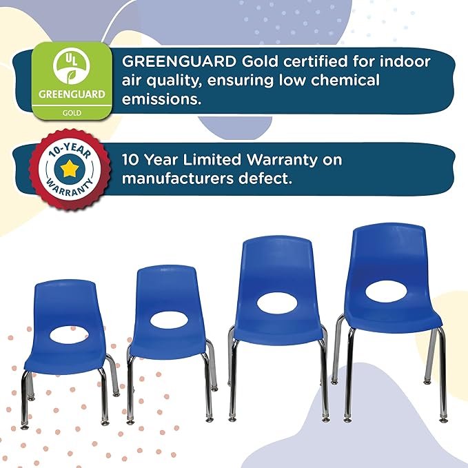 Angeles H, Blue with Chrome Legs MyPosture Children's Chair, 8-inch - LeafyLoom