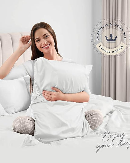 BELADOR Silky Soft Queen Sheet Set - 6 Piece White Bed Sheets for Queen Size Bed, Secure-Fit Deep Pocket Sheets with Elastic, Breathable Hotel Sheets & Pillowcase Set, Wrinkle Free Oeko-Tex Sheets - LeafyLoom