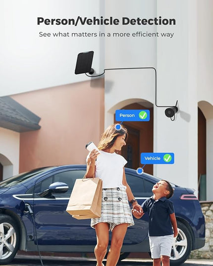 REOLINK 2K 3MP Solar Security Camera, Wireless Home Security Camera Outdoor Indoor, IR Night Vision, Human/Car Detection, 2.4G WiFi, Local Storage, No Monthly Fee, Support Home Hub, Argus Eco+SP Black REOLINK
