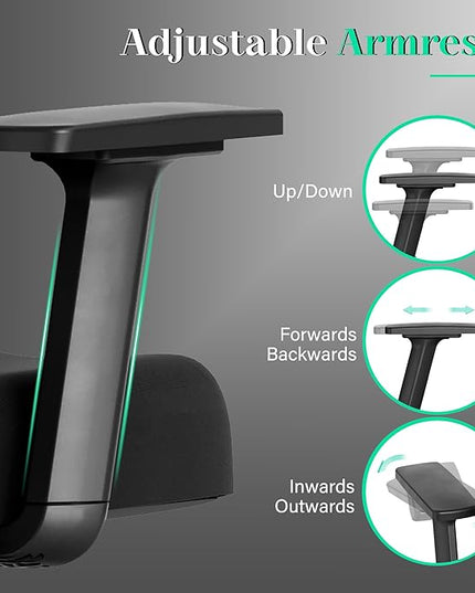 T23 Ergonomic Office Chair,Mesh Computer Desk Chairs with Adjustable Lumbar Support,Headrest,3-D Armrests,Swivel Wheels,Comfortable Home Office Desk Chairs for Long Hours,Rolling Gaming Chair - LeafyLoom