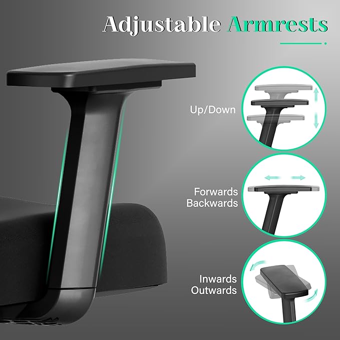 T23 Ergonomic Office Chair,Mesh Computer Desk Chairs with Adjustable Lumbar Support,Headrest,3-D Armrests,Swivel Wheels,Comfortable Home Office Desk Chairs for Long Hours,Rolling Gaming Chair - LeafyLoom