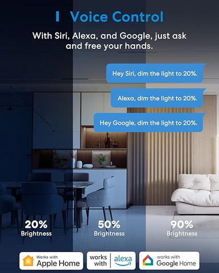 meross Smart Dimmer Switch, Single Pole WiFi Light Switch Works with Apple HomeKit, Alexa, Remote/Voice Control and Schedule, Neutral Wire Required, 2.4GHz WiFi Only, No Hub Required, 2 Pack meross