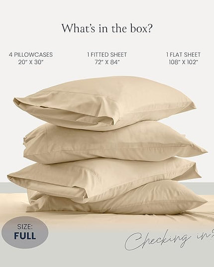 BELADOR Silky Soft Full Sheet Set - Luxury 6 Piece Bed Sheets for Full Size Bed, Secure-Fit Deep Pocket Sheets with Elastic, Breathable Hotel Sheets and Pillowcase Set, Wrinkle Free Oeko-Tex Sheets - LeafyLoom