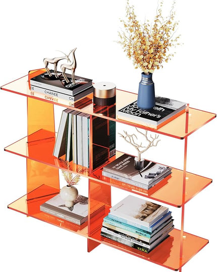 Acrylic Console Table, Entryway Table, Acrylic Bookshelf, 39.4'' x 11.8'' x 31.5'', Clear - LeafyLoom