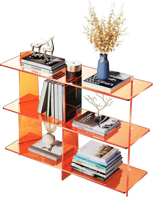 Acrylic Console Table, Entryway Table, Acrylic Bookshelf, 39.4'' x 11.8'' x 31.5'', Clear - LeafyLoom