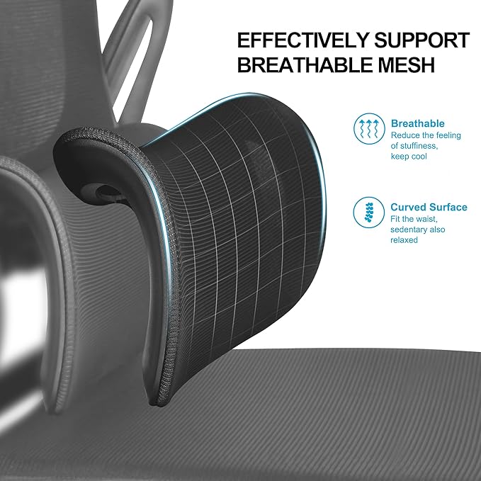 Misolant Ergonomic Office Chair, Desk Chair with Lumbar Support, Mesh Office Chair, Ergonomic Chair with Adjustable Headrest and Armrest,Comfortable Office Chair for Home（Black） - LeafyLoom