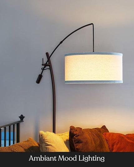 Brightech Grayson LED Floor Lamp, Modern Arc Lamp for Office & Living Room, Tall Lamp with Adjustable Arm, Standing Lamp in Industrial Style for Bedroom Reading - Bronze - LeafyLoom