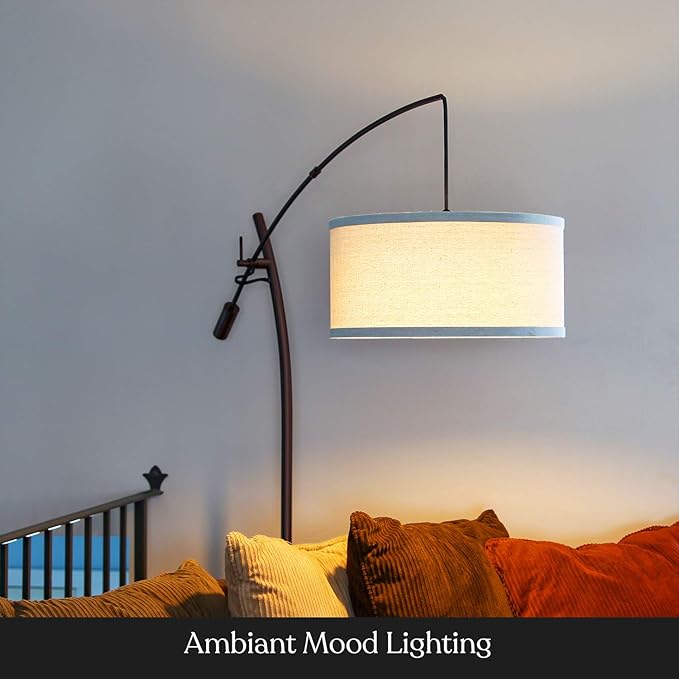 Brightech Grayson LED Floor Lamp, Modern Arc Lamp for Office & Living Room, Tall Lamp with Adjustable Arm, Standing Lamp in Industrial Style for Bedroom Reading - Bronze - LeafyLoom
