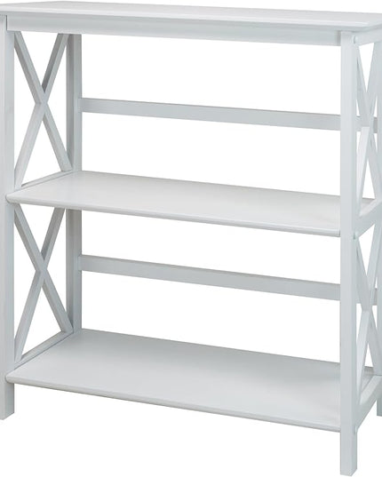 Casual Home 3-Shelf Montego Bookcase, White - LeafyLoom
