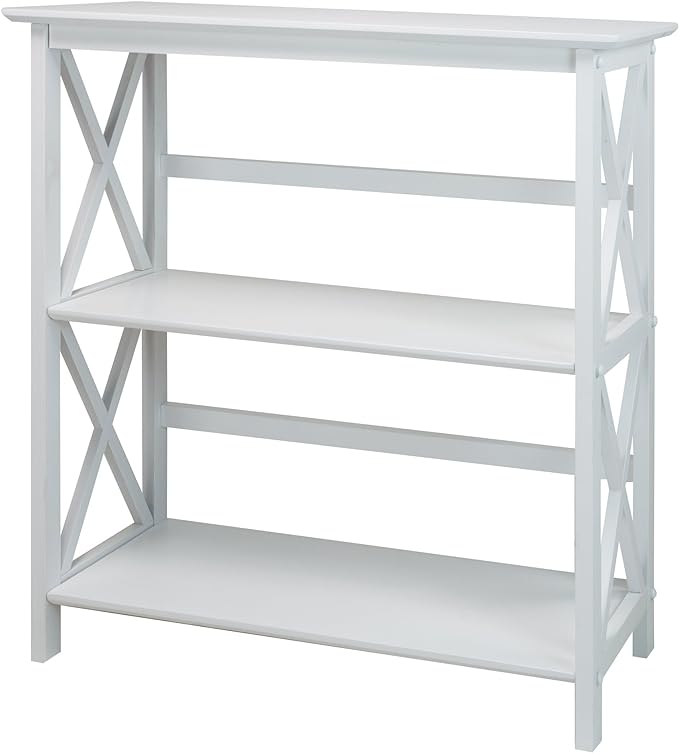 Casual Home 3-Shelf Montego Bookcase, White - LeafyLoom