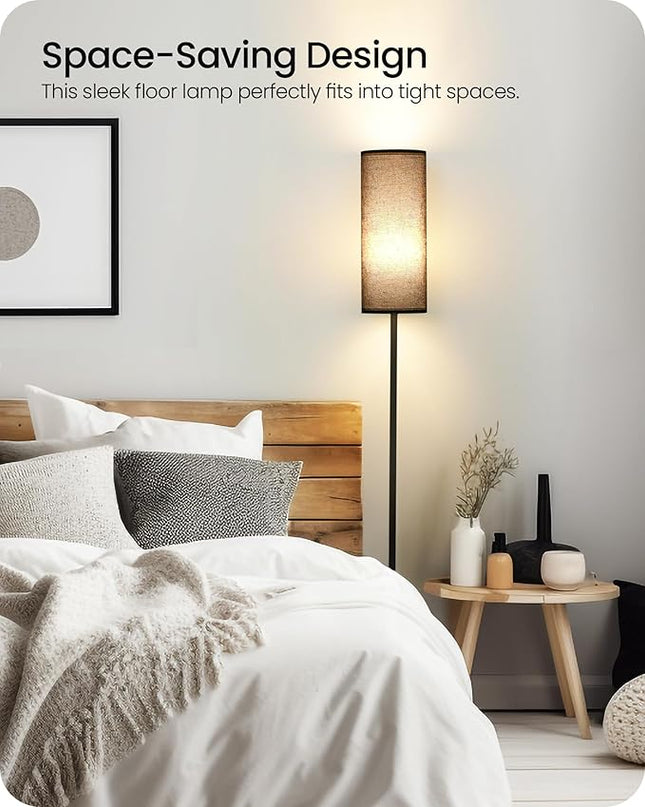 Dimmable Floor Lamp for Living Room, Corner Floor Lamp with Remote, 66'' Standing Tall Lamp, Linen Lampshade, 10W 800LM LED Bulb for Bedroom Study, FCC Listed Black B06LD05 - LeafyLoom