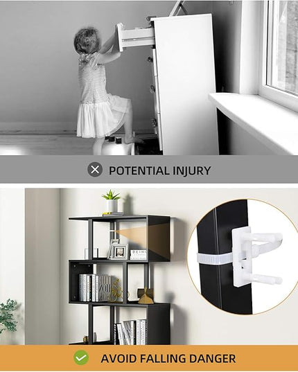 YITAHOME 5 Tiers Bookshelf, Modern S-Shaped Z-Shelf Style Bookshelves, Multifunctional Geometric Bookcase Storage Display Shelf for Living Room Bedroom Home Office, Black - LeafyLoom
