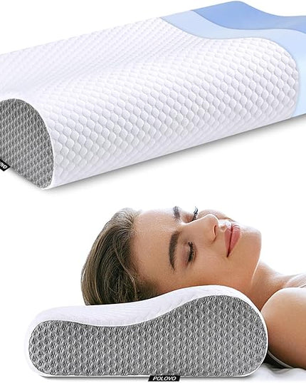 Neck Pillow Memory Foam for Pain Relief Bed Pillow for Sleeping, Ergonomic Orthopedic Cervical for Neck and Shoulder Pain, Side Back Stomach Sleeper - LeafyLoom
