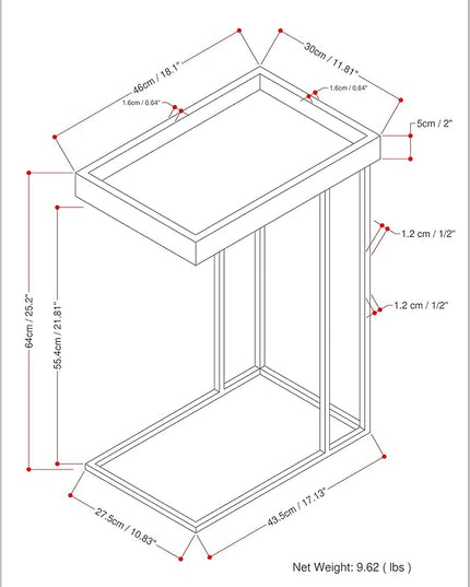 SIMPLIHOME Gallagher SOLID MANGO WOOD and Metal 12 Inch Wide Rectangle C Side Table in Natural, Fully Assembled, For the Living Room and Bedroom - LeafyLoom