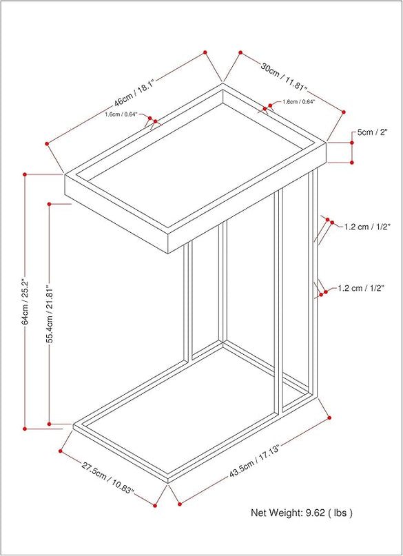 SIMPLIHOME Gallagher SOLID MANGO WOOD and Metal 12 Inch Wide Rectangle C Side Table in Natural, Fully Assembled, For the Living Room and Bedroom - LeafyLoom