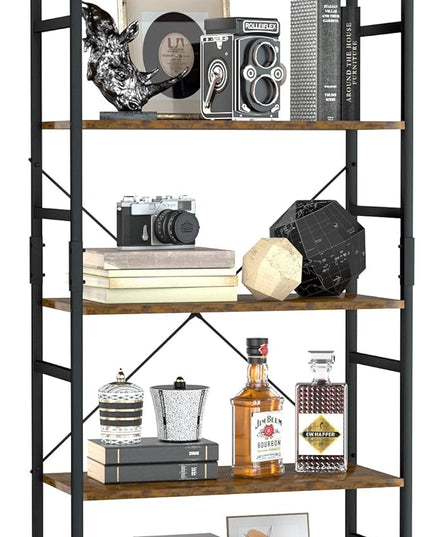 OTK 5 Tier Bookshelf, Tall Bookcase, Office Shelf Storage Organizer, Modern Book Shelf for Living Room, Bedroom, and Home Office, Vintage - LeafyLoom