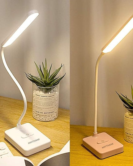 Cordless Desk Table Lamp Reading Light Rechargeable Battery 2200m,Touch 3 LED Modes,Dimmable,Small,Gooseneck, Highest 17.7",Lamp for Kids Bedroom Bedside - LeafyLoom