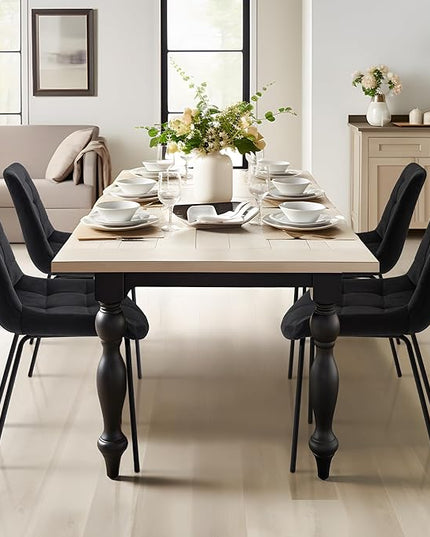 NicBex Velvet Dining Chairs, Upholstered Reception Chairs, Tufted Accent Chair with Metal Legs for Home Kitchen, Living Room, Set of 2, Black - LeafyLoom