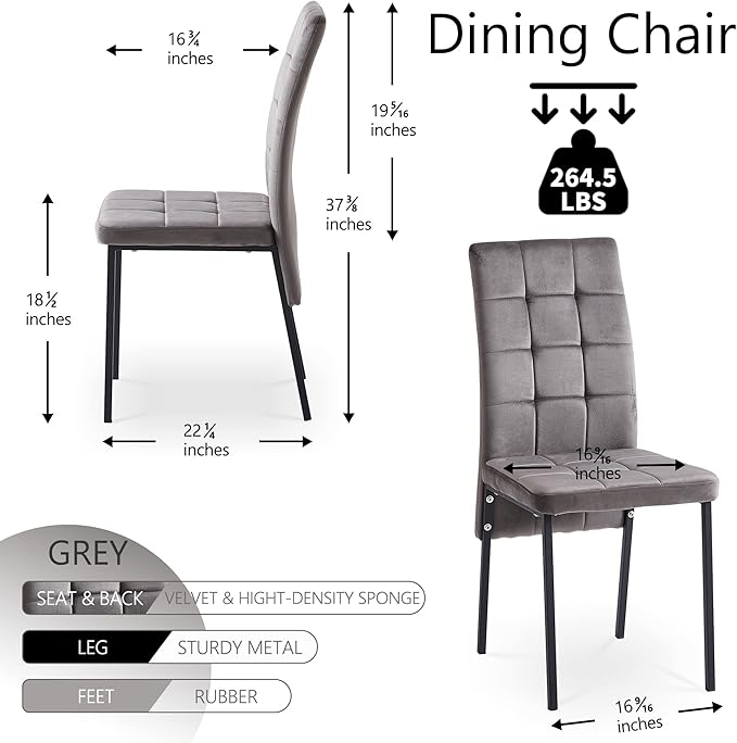 NicBex Haerin-SD-00336-LWJ Dining Chairs, 20.3"x16.1"x36.2", Gray - LeafyLoom