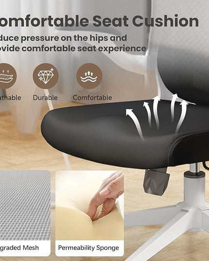 Ergonomic Office Chair - Comfy Desk Chairs with Wheels and Arms, 500LB Heavy Duty Mesh Computer Chairs with Comfortable Head Lumbar Back Support for Office, Bedroom, Study and College Dorm - LeafyLoom