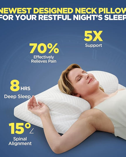Ultra Comfort Cervical Neck Pillow for Pain Relief, Adjustable Side Sleeping Pillow Fit Shoulder Perfectly, Ergonomic Contour Memory Foam Pillow with Armrest Area, Bed Pillow for Back Stomach Sleeping - LeafyLoom