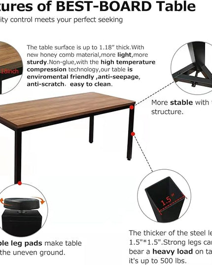Large Table 35x70 Inches Computer Desk/Dining Table, Office Desk Sturdy Writing Workstation for Home Office Modern Simple Sturdy Laptop Study Table- Walnut - LeafyLoom