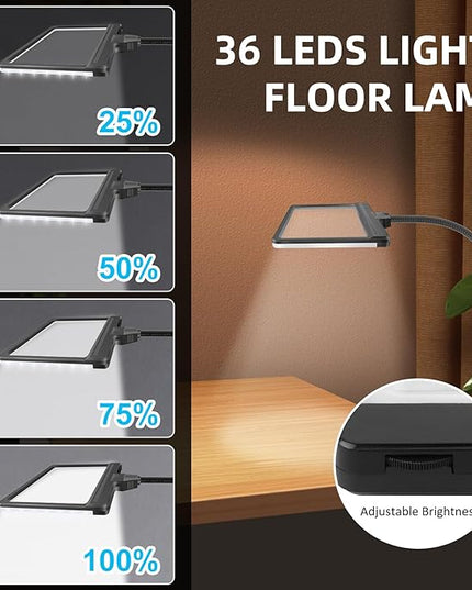 5X Magnifying Glass with Light and Stand, Adjustable Brightness Magnifying Floor Lamp, Gooseneck Arm Lighted Magnifier for Reading, Crafts and Close Work - LeafyLoom