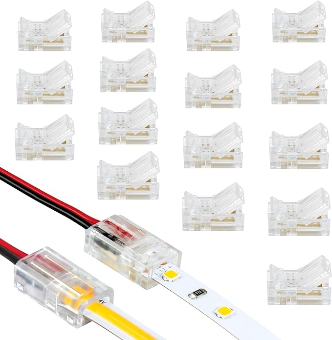 Armacost Lighting 142250 Ribbon Flex Pro Tape Light 60 LEDs/m, Soft Bright White 3000K 32.8 ft. Professional Grade LED Strip Lights & 566021 White/Single Color LED Wire to Tape Connector - 18 Pk ArmacostLighting