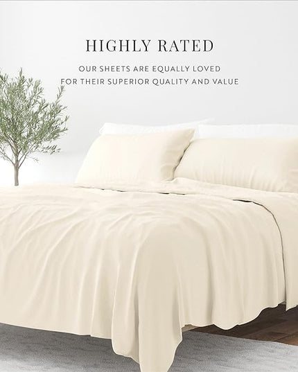 Linen Market Bed Sheets for Queen Size Bed (Ivory) - Sleep Better Than Ever with These Soft and Cooling Queen Sheets - Deep Pocket Fits 16" Thick Beds - 4 Piece Queen Sheet Set - LeafyLoom