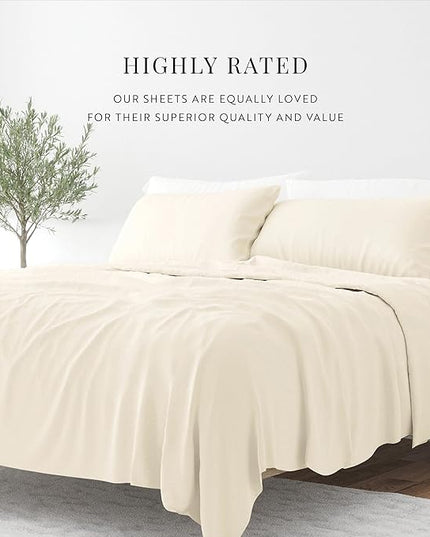 Linen Market Bed Sheets for Twin Size Bed (Ivory) - Sleep Better Than Ever with These Soft and Cooling Twin Sheets - Deep Pocket Fits 16" Thick Beds - 3 Piece Twin Sheet Set - LeafyLoom