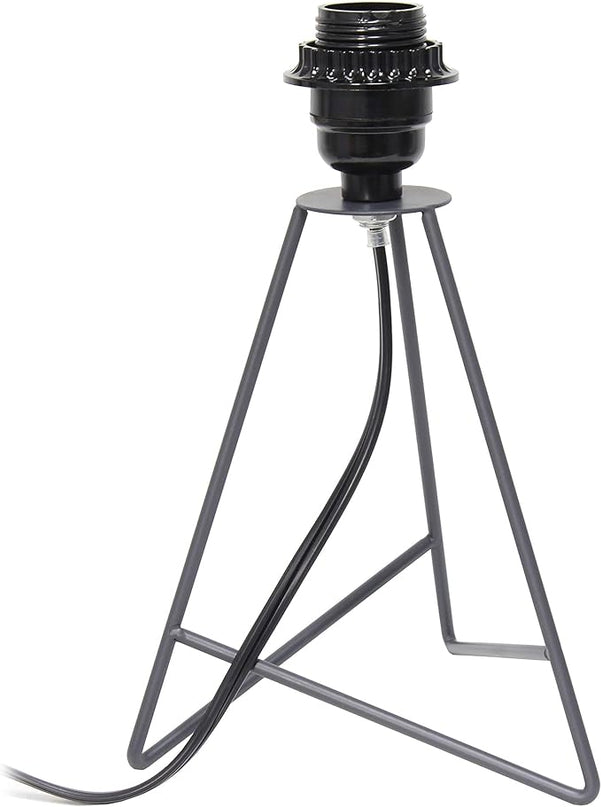 Simple Designs LT2066-GOG 14" Down to the Wire Metal Table Lamp with Fabric Shade, Gray with Gray Shade - LeafyLoom