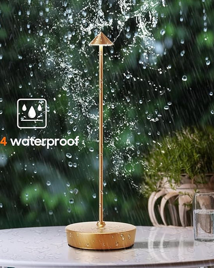 Cordless Table Lamp Rechargeable, LED Portable Outdoor Table Lamp Waterproof 6000mAh Battery Desk Lamp, 3 Color Stepless Dimming Table Light for Restaurant/Bedroom/Bar/Outdoor Party - LeafyLoom