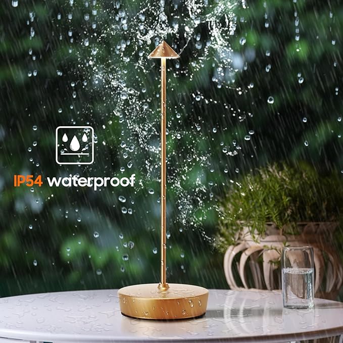 Cordless Table Lamp Rechargeable, LED Portable Outdoor Table Lamp Waterproof 6000mAh Battery Desk Lamp, 3 Color Stepless Dimming Table Light for Restaurant/Bedroom/Bar/Outdoor Party - LeafyLoom